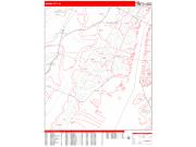 Jersey City Wall Map Zip Code Red Line Style 2022